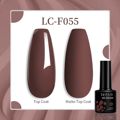 LILYCUTE 7ML Gel Nail Polish Brown Earth Coffee Color Series Semi Permanent UV Gel Chocolate Autumn Winter Nail Art Gel Varnish