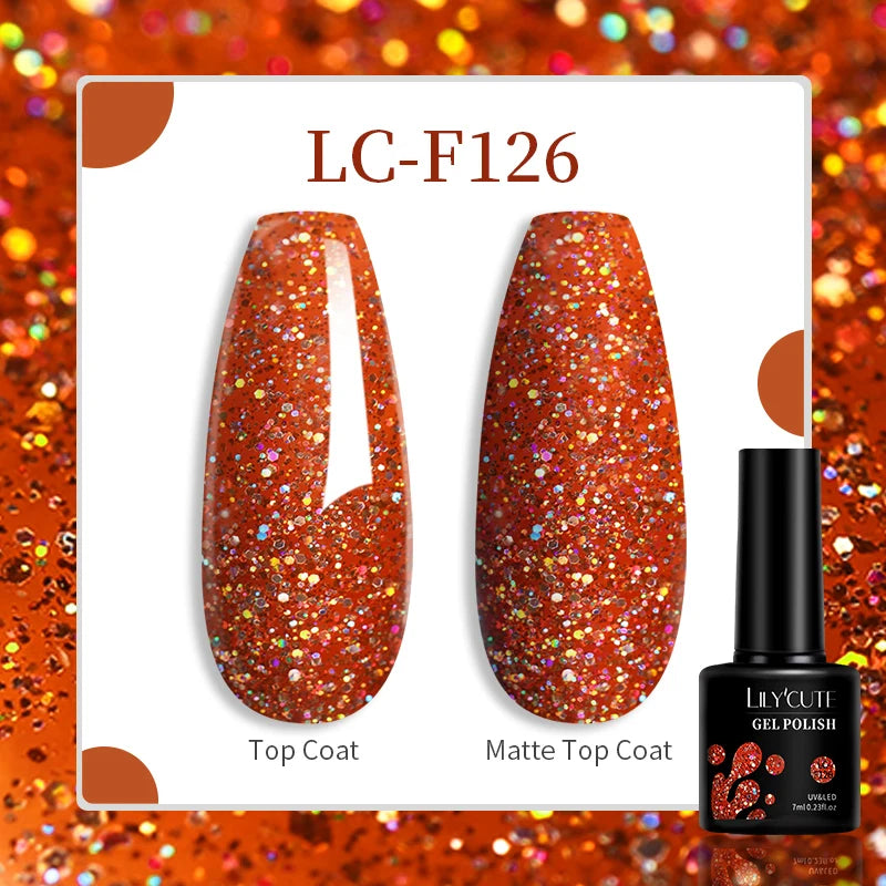 LILYCUTE Nude Glitter Color Sparkling Gel Nail Polish Spring Long Lasting For Manicure Soak Off Nail Base Top Coat Gel Varnish