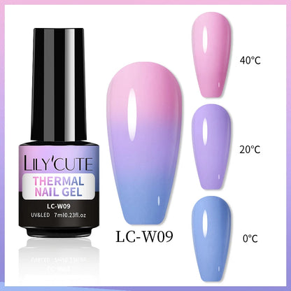 LILYCUTE Thermal Gel Nail Polish 3-layers Color Changing Effect Gel Varnishes All For Manicure Long Lasting Nails Art UV Gel