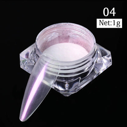 NICOLE DIARY Aurora Nail Powder White Chrome Pigment Pearl Rubbing Dust Mirror Effect Nail Art Glitter Manicure Nail Accessories