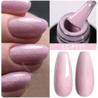 LILYCUTE Nude Glitter Color Sparkling Gel Nail Polish Spring Long Lasting For Manicure Soak Off Nail Base Top Coat Gel Varnish