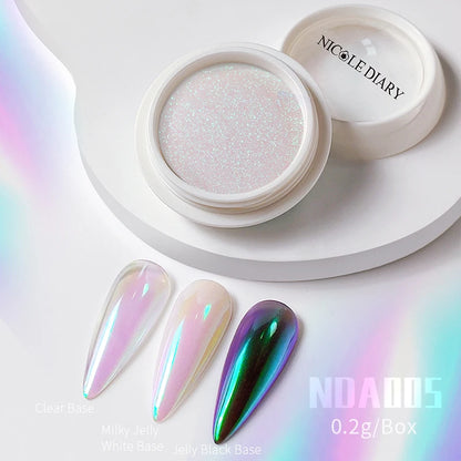 NICOLE DIARY Aurora Nail Powder White Chrome Pigment Pearl Rubbing Dust Mirror Effect Nail Art Glitter Manicure Nail Accessories