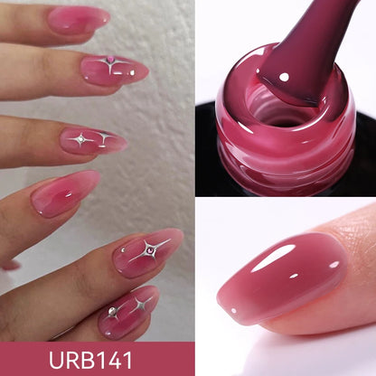 UR SUGAR 7ml Nude Pink Glitter Rubber Base Gel Polish Sparking Sequins Semi Permanent Soak Off Nail Art Varnish All For Manicure