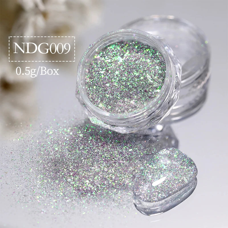 NICOLE DIARY Aurora Nail Powder Chrome Pigment Pearl Metallic Rubbing Dust Chameleon Effect Nail Art Glitter Manicure Decoration