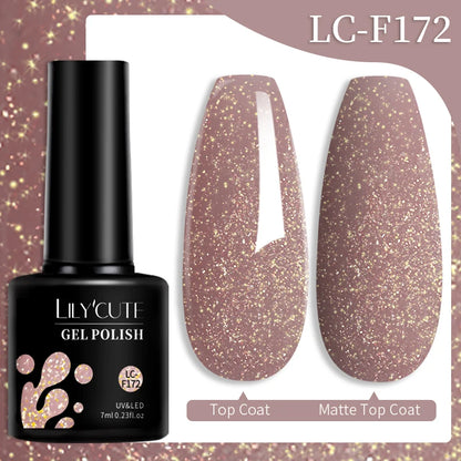 LILYCUTE 7ml Autumn Red Brown Gel Nail Polish 125 Colors All For Manicure Semi Permanent Soak Off Base Top Coat Nail Art Varnish