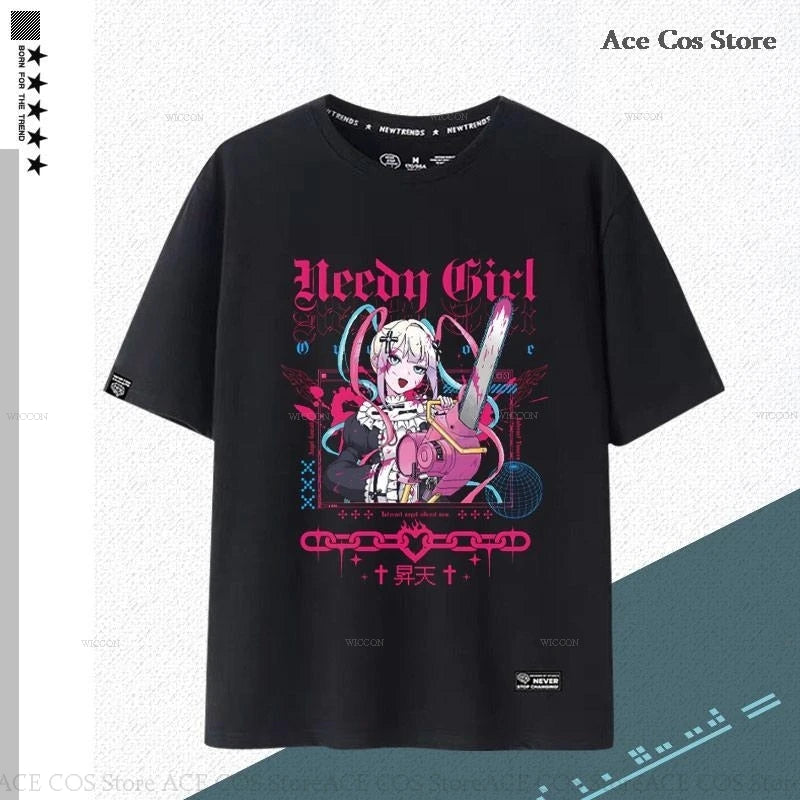 NEEDY GIRL OVERDOSE Kangel Rain Black T-shirt Jirai Kei Graphic Ita Tee Unisex Outfit Top Short Sleeve Kawaii Doujin Clothes