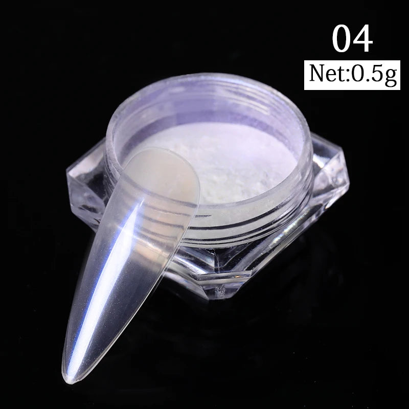 NICOLE DIARY Aurora Nail Powder Chrome Pigment Pearl Metallic Rubbing Dust Chameleon Effect Nail Art Glitter Manicure Decoration