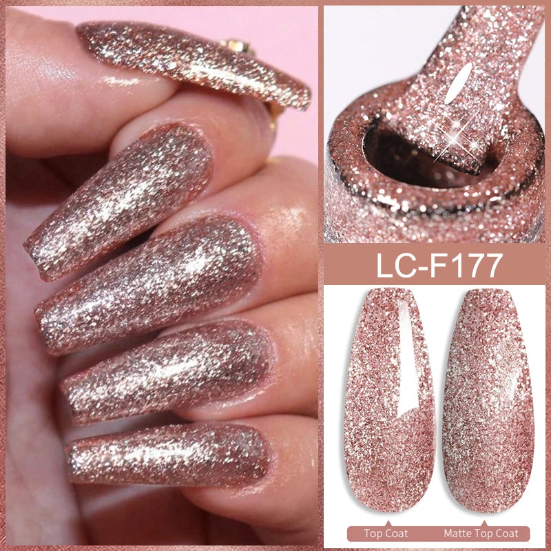 LILYCUTE Nude Glitter Color Sparkling Gel Nail Polish Spring Long Lasting For Manicure Soak Off Nail Base Top Coat Gel Varnish