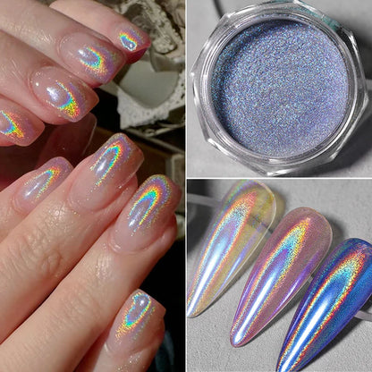 1 Box Laser Shining Rainbow Nail Glitter Ultra Fine Sparkly Holographics Nail Powder Rub Dusts Dazzling Glitter Chrome Pigments