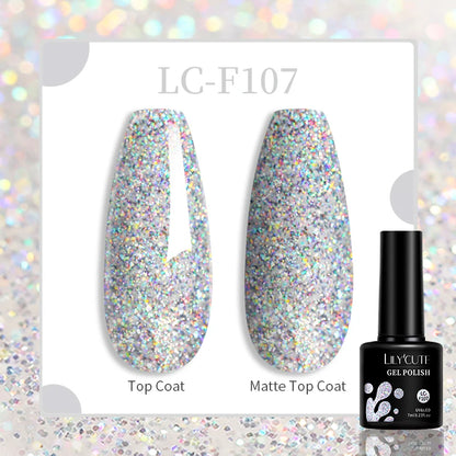 LILYCUTE 9D Rainbow Glitter Cat Magnetic Nail Gel Polish  Snowlight Semi Permanent Soak Off Sparkling Nail Varnish