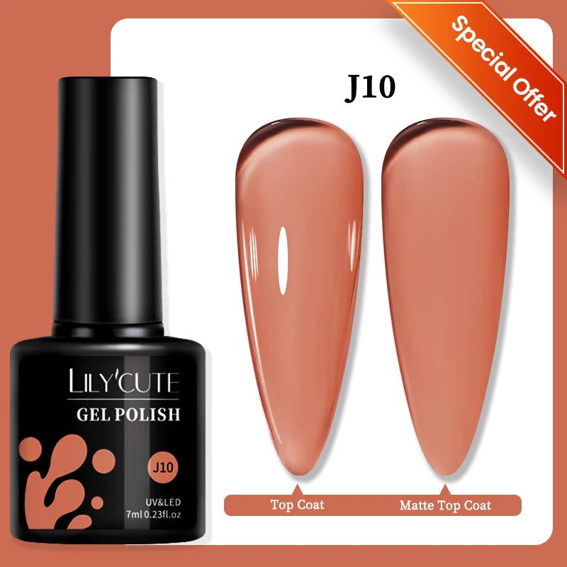 LILYCUTE 7ml Autumn Red Brown Gel Nail Polish 125 Colors All For Manicure Semi Permanent Soak Off Base Top Coat Nail Art Varnish