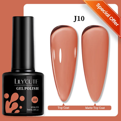 LILYCUTE 7ml Autumn Red Brown Gel Nail Polish 125 Colors All For Manicure Semi Permanent Soak Off Base Top Coat Nail Art Varnish