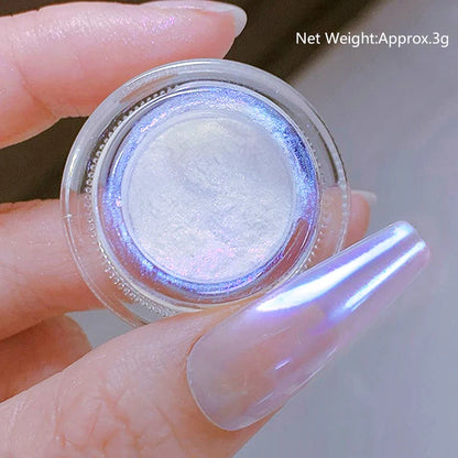 NICOLE DIARY Aurora Nail Powder White Chrome Pigment Pearl Rubbing Dust Mirror Effect Nail Art Glitter Manicure Nail Accessories