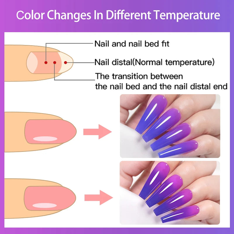 LILYCUTE Thermal Gel Nail Polish 3-layers Color Changing Effect Gel Varnishes All For Manicure Long Lasting Nails Art UV Gel