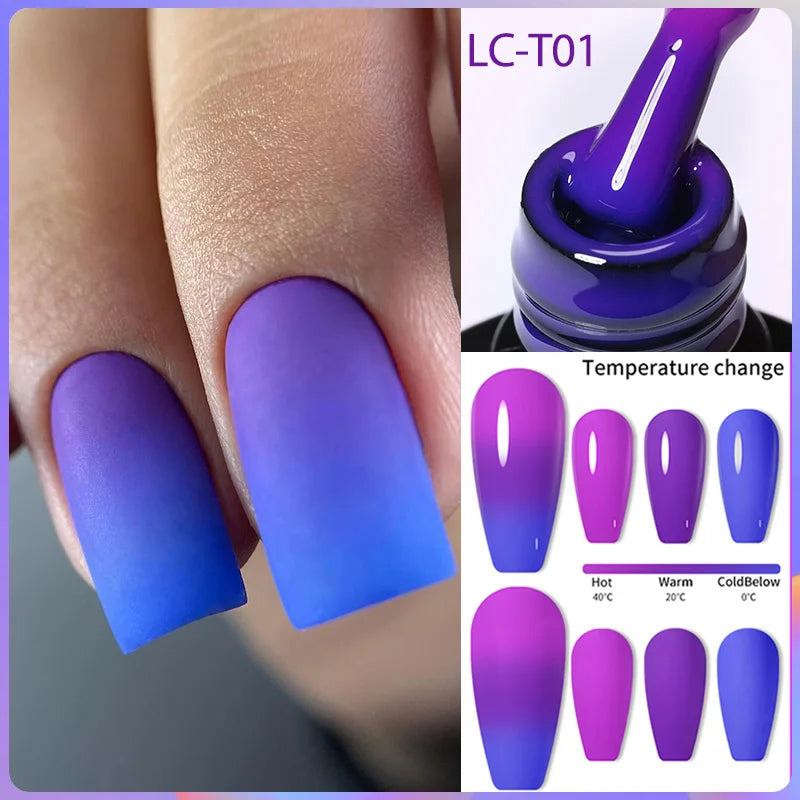 LILYCUTE Thermal Gel Nail Polish 3-layers Color Changing Effect Gel Varnishes All For Manicure Long Lasting Nails Art UV Gel