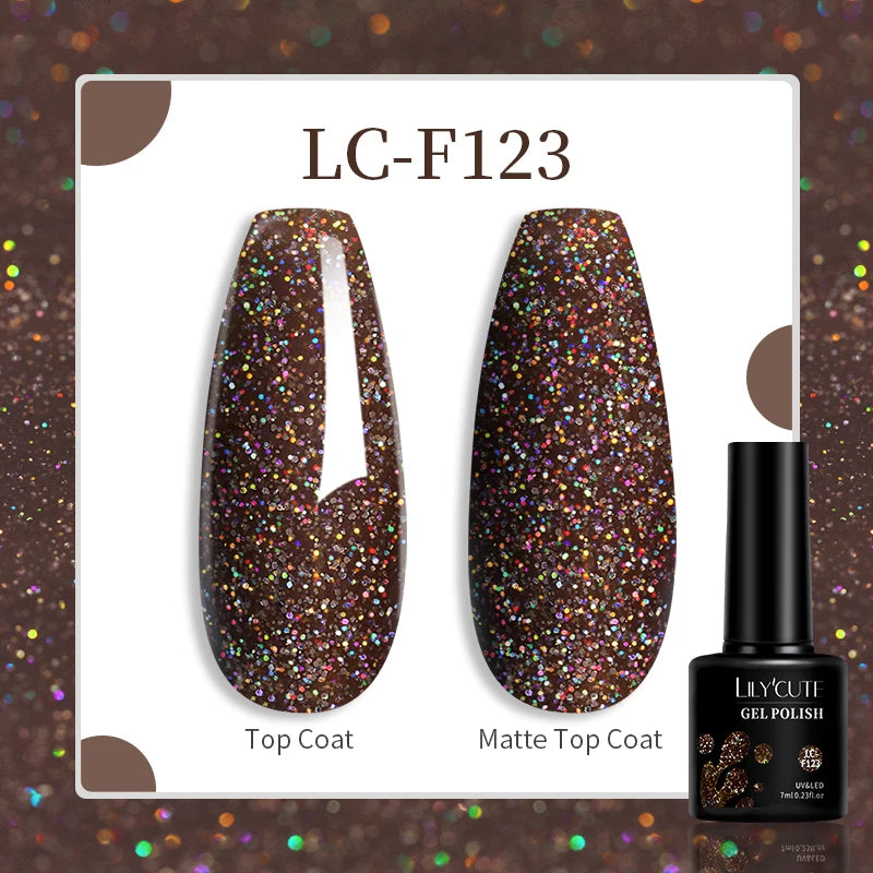 LILYCUTE 7ML Gel Nail Polish Brown Earth Coffee Color Series Semi Permanent UV Gel Chocolate Autumn Winter Nail Art Gel Varnish