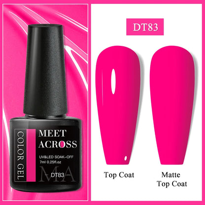 MEET ACROSS 7ml Dark Red Gel Nail Polish Nail Art Gel Burgundy Aunt Red Winter Semi-Permanent Long-Lasting Varnish Manicure