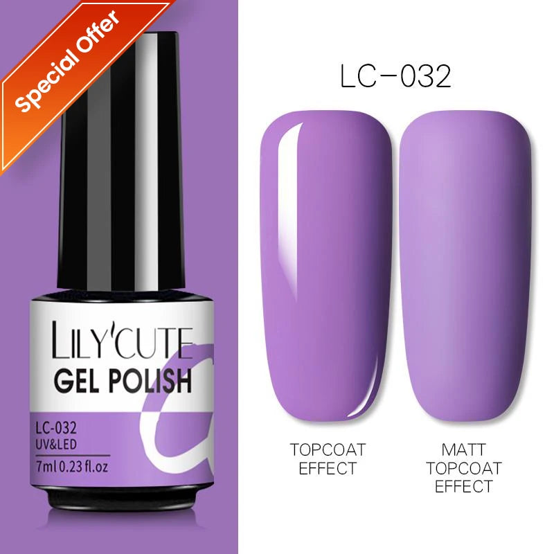 LILYCUTE 7ml Autumn Red Brown Gel Nail Polish 125 Colors All For Manicure Semi Permanent Soak Off Base Top Coat Nail Art Varnish