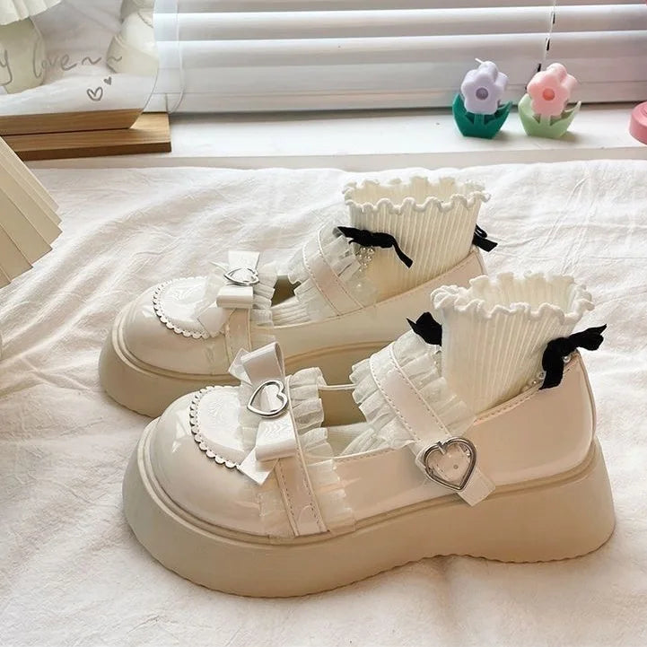 [Olmee] In Stock School Girl Jirai Kei Accessories Loafer Pumps JK Platform Shoes Japanese Leather Lolita Mine Style y2k Kawaii