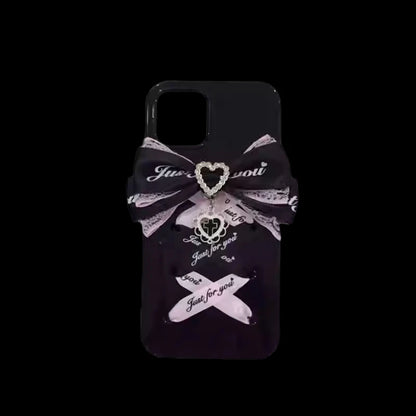 Jirai Kei Ribbon Bow Iphone16 Phone Case with Pendant Apple 15 pro max Sweet Cool SamSung Galaxy Girl's Lolita Phone Case