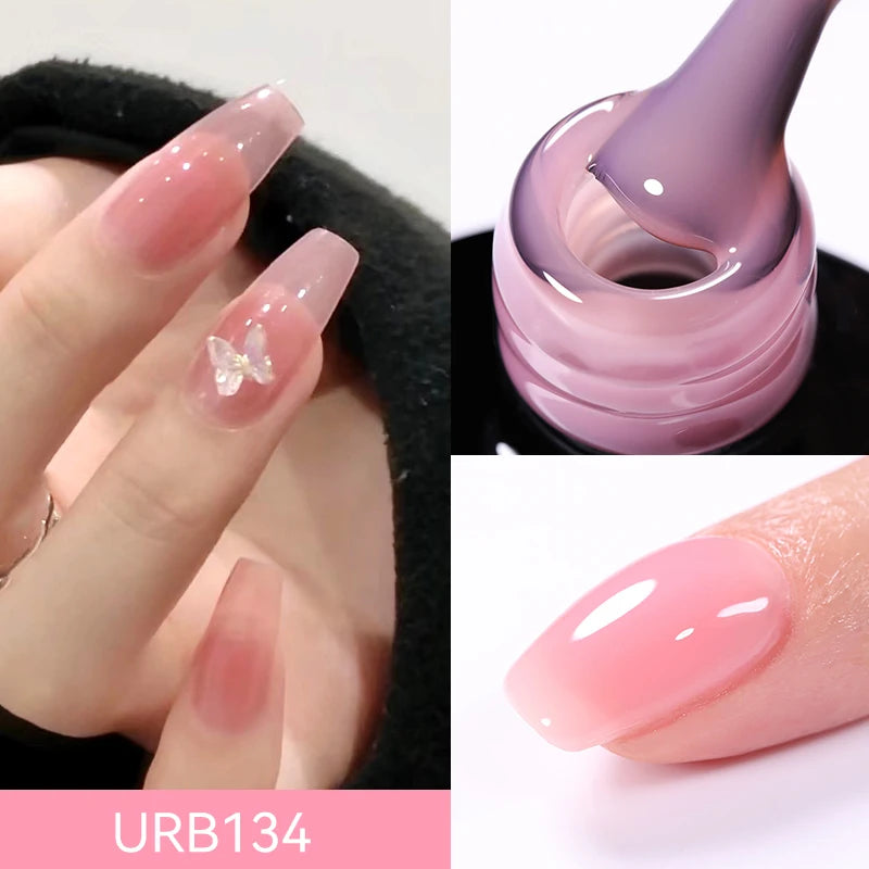 UR SUGAR 7ml Nude Pink Glitter Rubber Base Gel Polish Sparking Sequins Semi Permanent Soak Off Nail Art Varnish All For Manicure