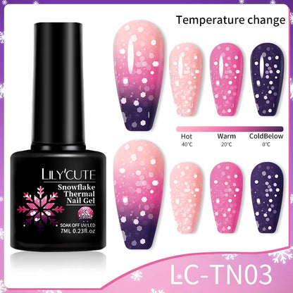 LILYCUTE Thermal Gel Nail Polish 3-layers Color Changing Effect Gel Varnishes All For Manicure Long Lasting Nails Art UV Gel