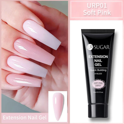 UR SUGAR 15ml Nail Extension Gel Soak Off UV LED Acrylic Crystal White Clear Nude Gel Nail Polish UV Construction Gel