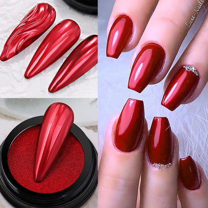 NICOLE DIARY Aurora Nail Powder Chrome Pigment Pearl Metallic Rubbing Dust Chameleon Effect Nail Art Glitter Manicure Decoration