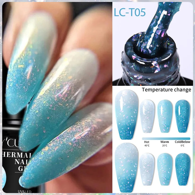 LILYCUTE Thermal Gel Nail Polish 3-layers Color Changing Effect Gel Varnishes All For Manicure Long Lasting Nails Art UV Gel