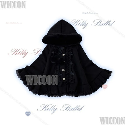 Jirai Kei Pompon Hooded Cape Cosplay Costume Cute Kawaii Falbala Cloak Winter Dress Girl Women Christmas Holloween Customized