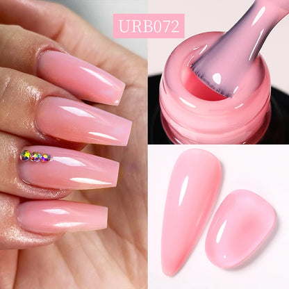 UR SUGAR 7ml Nude Pink Glitter Rubber Base Gel Polish Sparking Sequins Semi Permanent Soak Off Nail Art Varnish All For Manicure