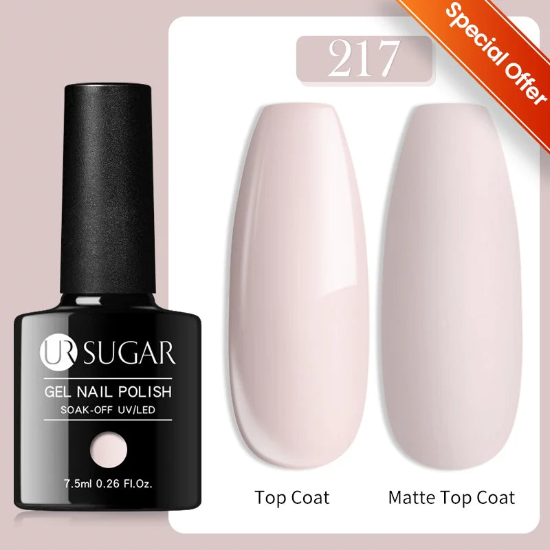 UR SUGAR 7.5ml Glitter Nude Color Nail Gel Polish Semi-permanent Varnish Soak Off Nail Art Base Top Coat UV LED Gel Manicure