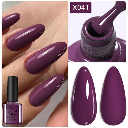 LILYCUTE 7ml Autumn Red Brown Gel Nail Polish 125 Colors All For Manicure Semi Permanent Soak Off Base Top Coat Nail Art Varnish