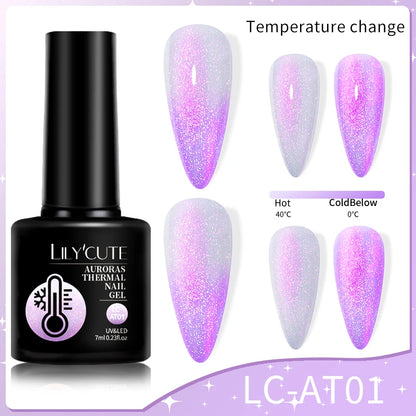 LILYCUTE Thermal Gel Nail Polish 3-layers Color Changing Effect Gel Varnishes All For Manicure Long Lasting Nails Art UV Gel