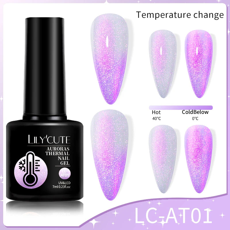 LILYCUTE Thermal Gel Nail Polish 3-layers Color Changing Effect Gel Varnishes All For Manicure Long Lasting Nails Art UV Gel