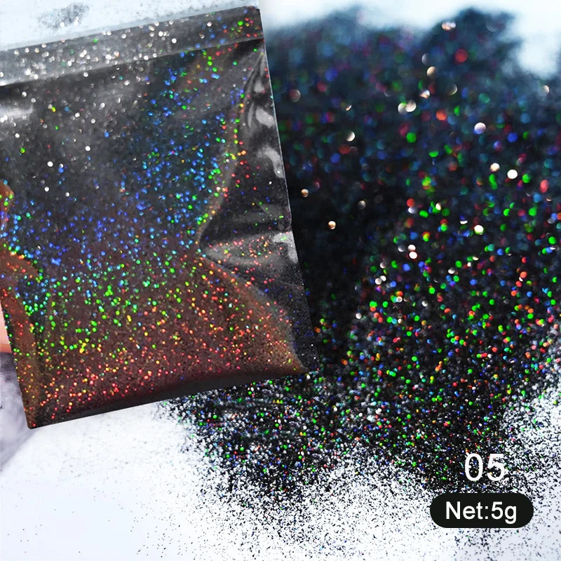 1 Box Laser Shining Rainbow Nail Glitter Ultra Fine Sparkly Holographics Nail Powder Rub Dusts Dazzling Glitter Chrome Pigments