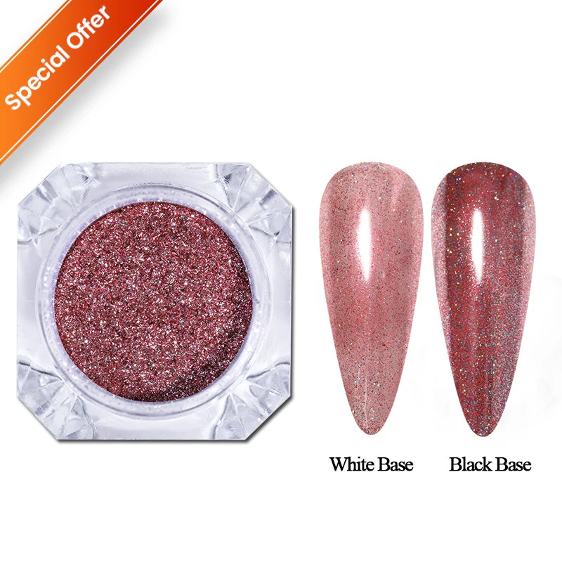 NICOLE DIARY Aurora Nail Powder Chrome Pigment Pearl Metallic Rubbing Dust Chameleon Effect Nail Art Glitter Manicure Decoration
