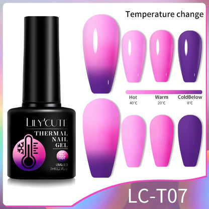 LILYCUTE Thermal Gel Nail Polish 3-layers Color Changing Effect Gel Varnishes All For Manicure Long Lasting Nails Art UV Gel