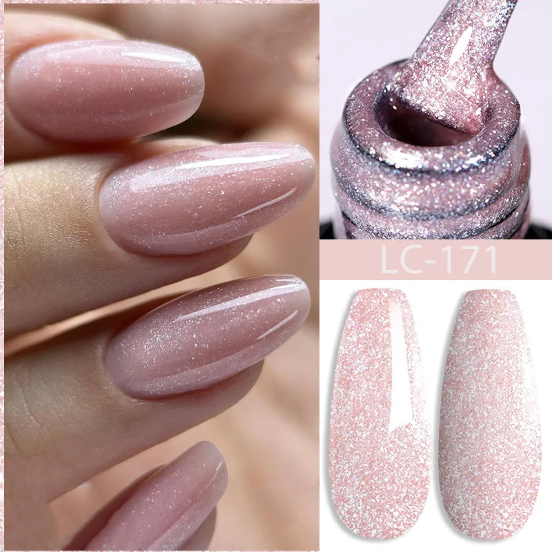 LILYCUTE Nude Glitter Color Sparkling Gel Nail Polish Spring Long Lasting For Manicure Soak Off Nail Base Top Coat Gel Varnish