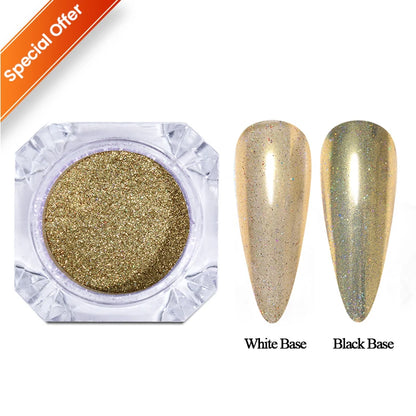 NICOLE DIARY Aurora Nail Powder Chrome Pigment Pearl Metallic Rubbing Dust Chameleon Effect Nail Art Glitter Manicure Decoration