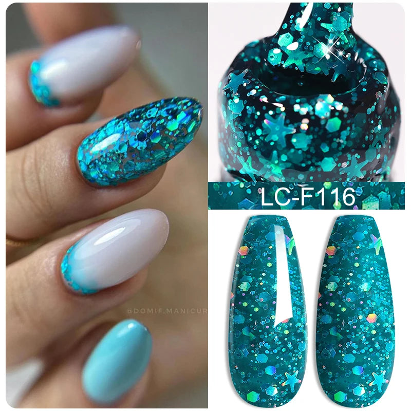 LILYCUTE Nude Glitter Color Sparkling Gel Nail Polish Spring Long Lasting For Manicure Soak Off Nail Base Top Coat Gel Varnish