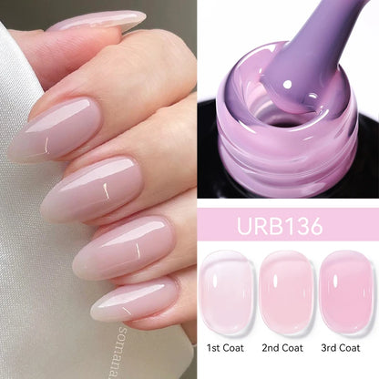 UR SUGAR 7ml Nude Pink Glitter Rubber Base Gel Polish Sparking Sequins Semi Permanent Soak Off Nail Art Varnish All For Manicure