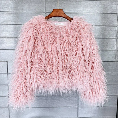 Women Fashion Faux Fur Coats Vintage Solid Loose Warm Flurry Coats Autumn Winter Lady Fashion Thick Streetwear Fur Jacket