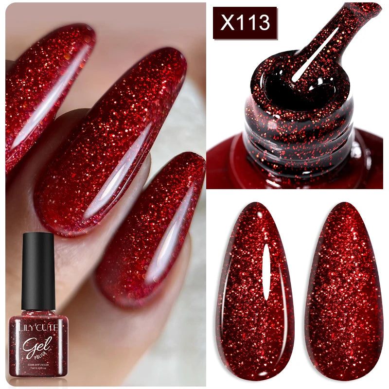 LILYCUTE 7ml Autumn Red Brown Gel Nail Polish 125 Colors All For Manicure Semi Permanent Soak Off Base Top Coat Nail Art Varnish
