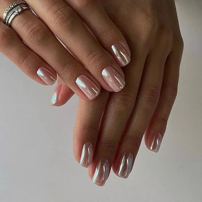 24Pcs Ballerina False Nails with Glue Short Nail Beauty Tools Press on Fake Nails Full Cover Artificial Nails Tips Manicure