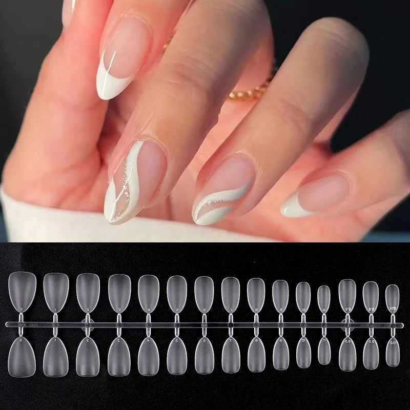 120pcs/bag Matte Press On Nail Tips Soft Full Cover False Nails Oval Almond Sculpted Fake Nail For Extension Nail Art Tool