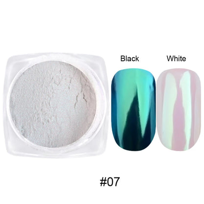 10g/Bottle Pearls White Nail Pigment Glitter Aurora Nail Powder Purple Chrome Glitter Pigment Dust UV Manicure Dip Powder
