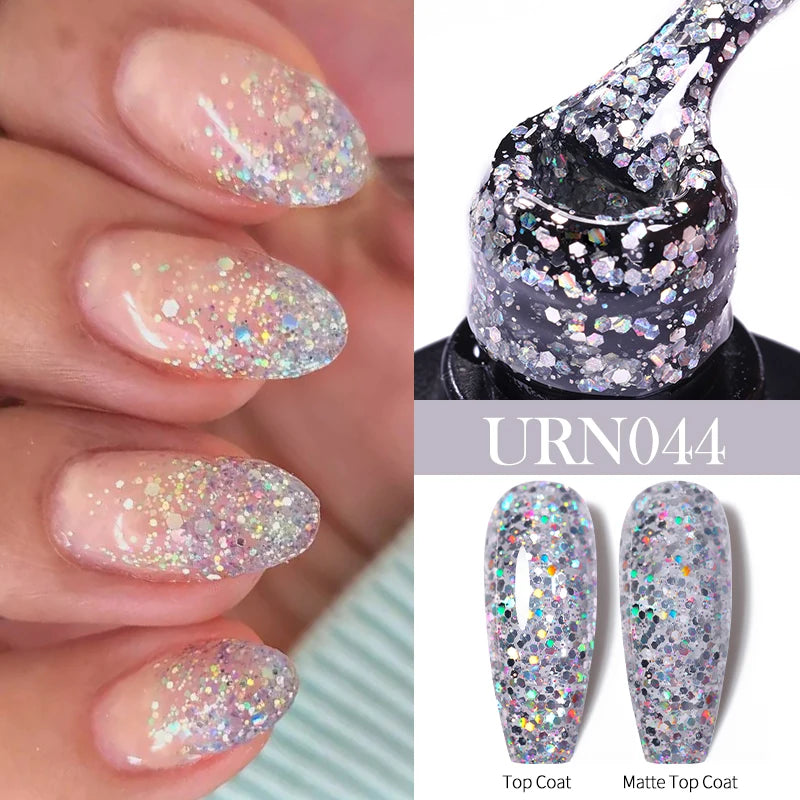 UR SUGAR 7.5ml Glitter Nude Color Nail Gel Polish Semi-permanent Varnish Soak Off Nail Art Base Top Coat UV LED Gel Manicure