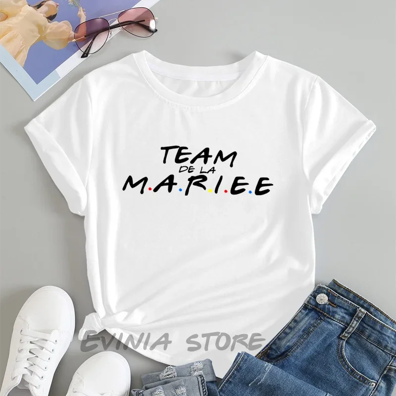 Bridal Party tops EVJF tshirt for bride team bridal shower gifts La Mariee French shirts Team Bride Bridesmaid matching T-shirts