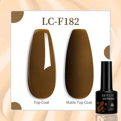 LILYCUTE 7ML Gel Nail Polish Brown Earth Coffee Color Series Semi Permanent UV Gel Chocolate Autumn Winter Nail Art Gel Varnish